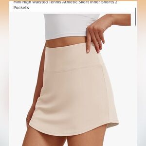 Beige High-Waisted Athletic Skort